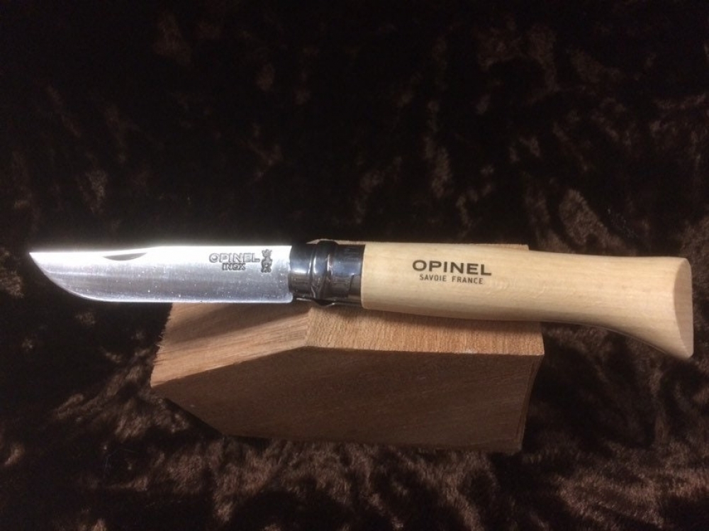 Opinel 8VRI Stainless Steel original classic Beech Handle Virobloc safety locking ring