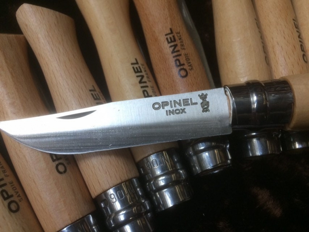 Opinel 6VRI Boxed Set of 12 Locking Knives with  beech wood handle Stainless Steel