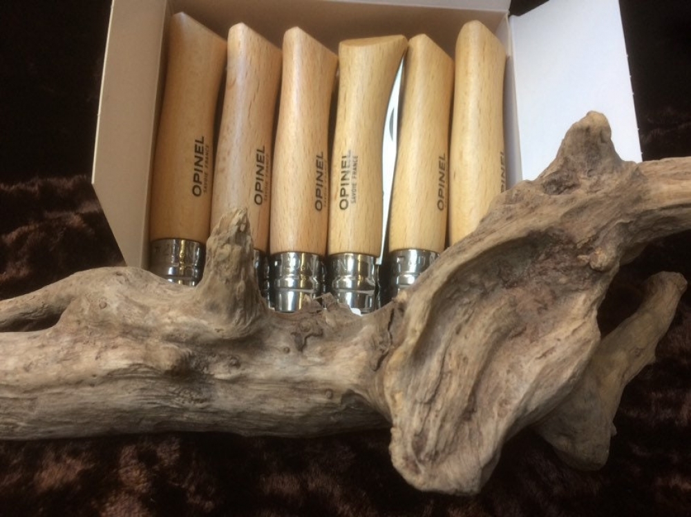 Opinel 7VRI Boxed Set of 12 Locking Knives with  beech wood handle Stainless Steel