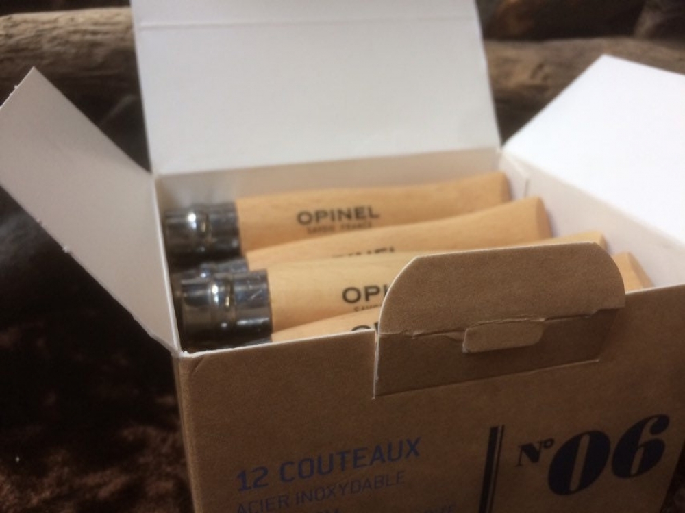 Opinel 6VRI Boxed Set of 12 Locking Knives with  beech wood handle Stainless Steel