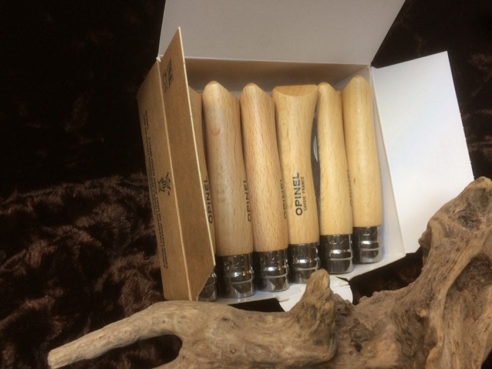 Opinel 7VRI Boxed Set of 12 Locking Knives with  beech wood handle Stainless Steel