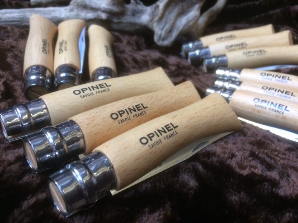 Opinel 7VRI Boxed Set of 12 Locking Knives with  beech wood handle Stainless Steel