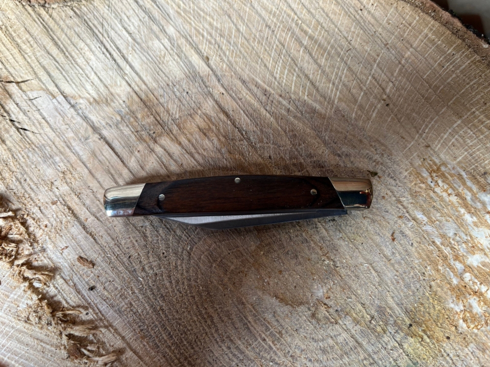 Buck Solo small easy opening occasional use pocket knife in wood grain & silver