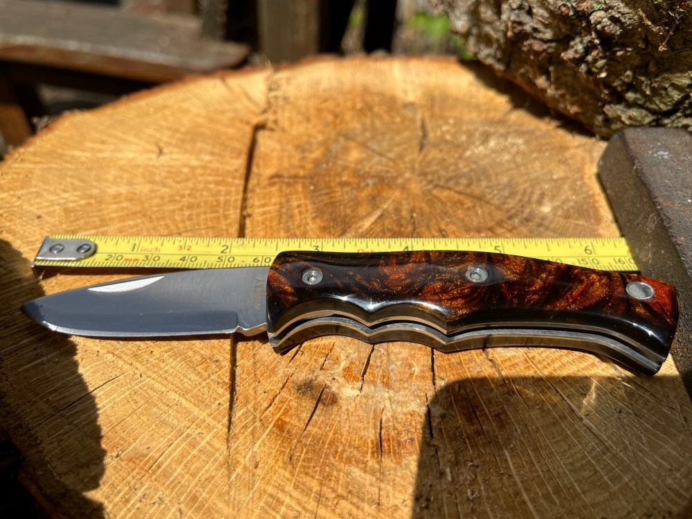 Slip Joint Knife with Beautiful Resin Handle. Drop Point Blade of 2.25\" Overall 6 1/4\".