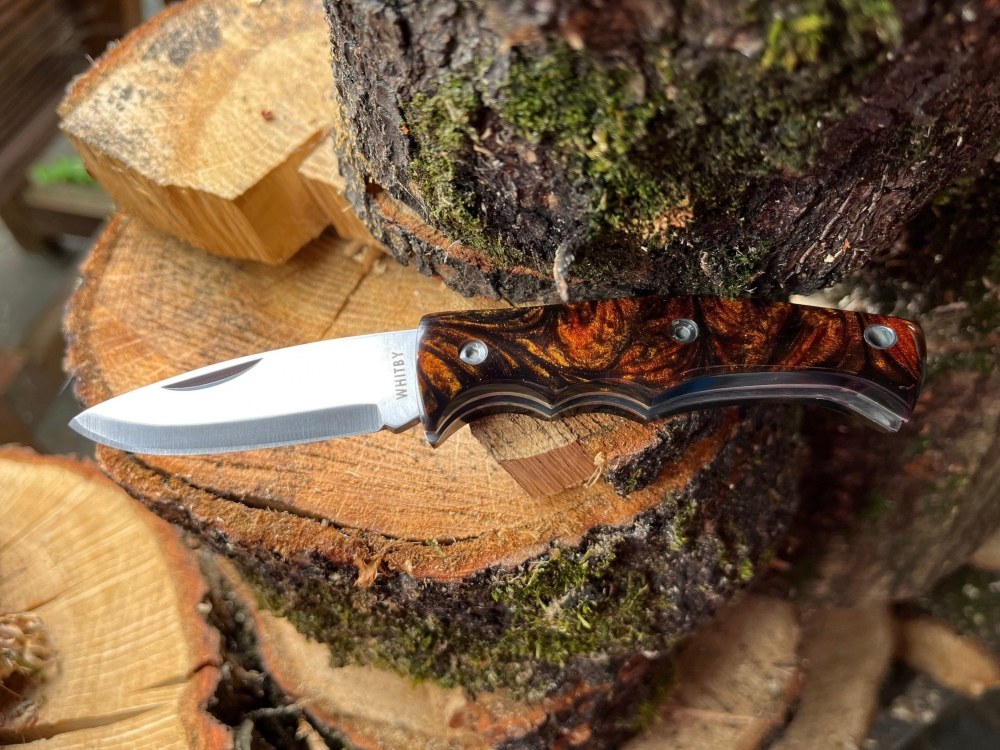 Slip Joint Knife with Beautiful Resin Handle. Drop Point Blade of 2.25\" Overall 6 1/4\".