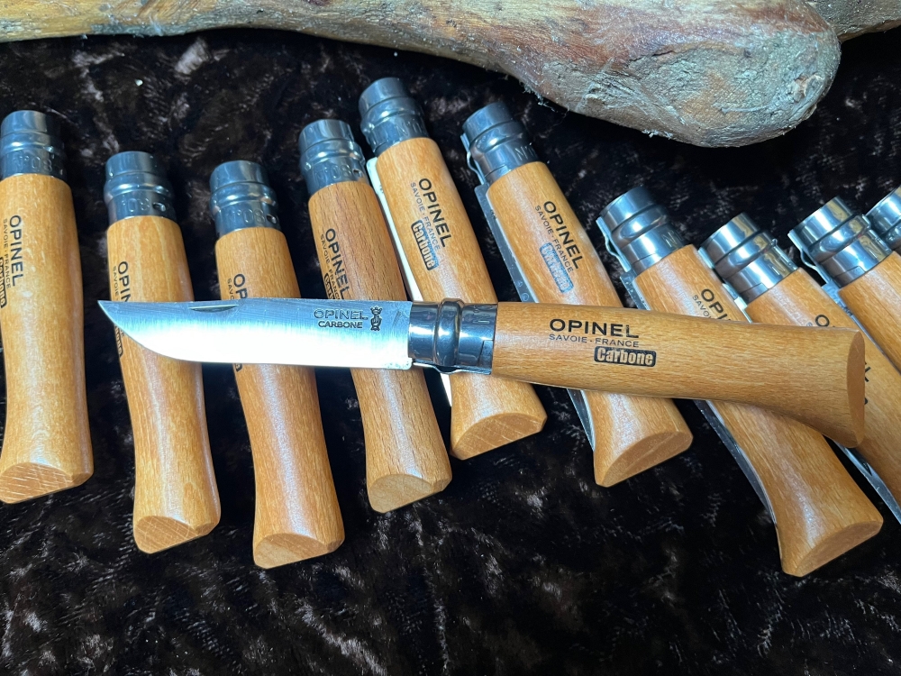 Opinel No.8vrn Box of 12 Carbon Steel Blade with virobloc locking safety ring