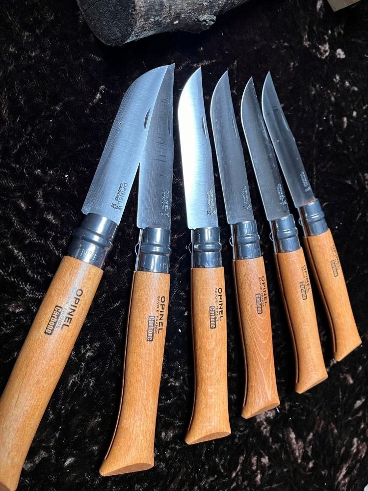 Opinel 12VRN Boxed Set of 6 Locking Knives with  beech wood handle Carbon Steel