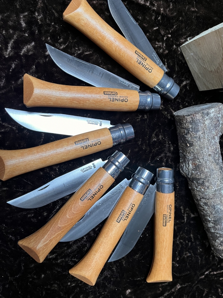 Opinel 12VRN Boxed Set of 6 Locking Knives with  beech wood handle Carbon Steel