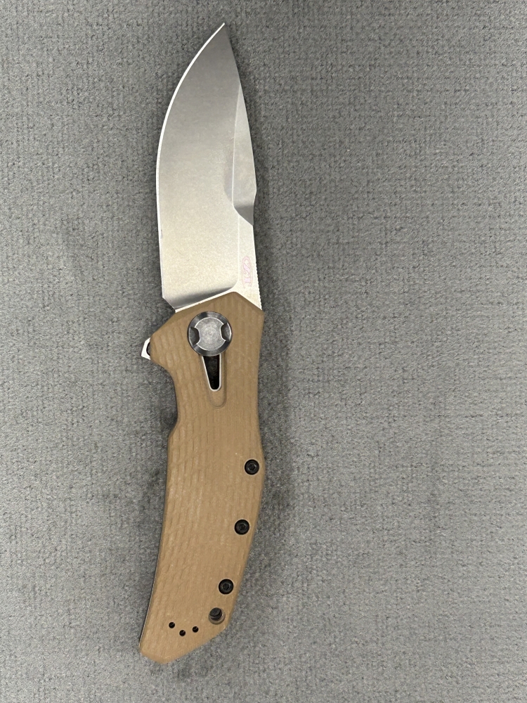 Zero Tolerance 0308 Folding Knife, Premium CPM 20CV Blade Steel, Manual KVT Opening, Coyote Tan G10 Handle, Made in the USA, 3.7 Inch