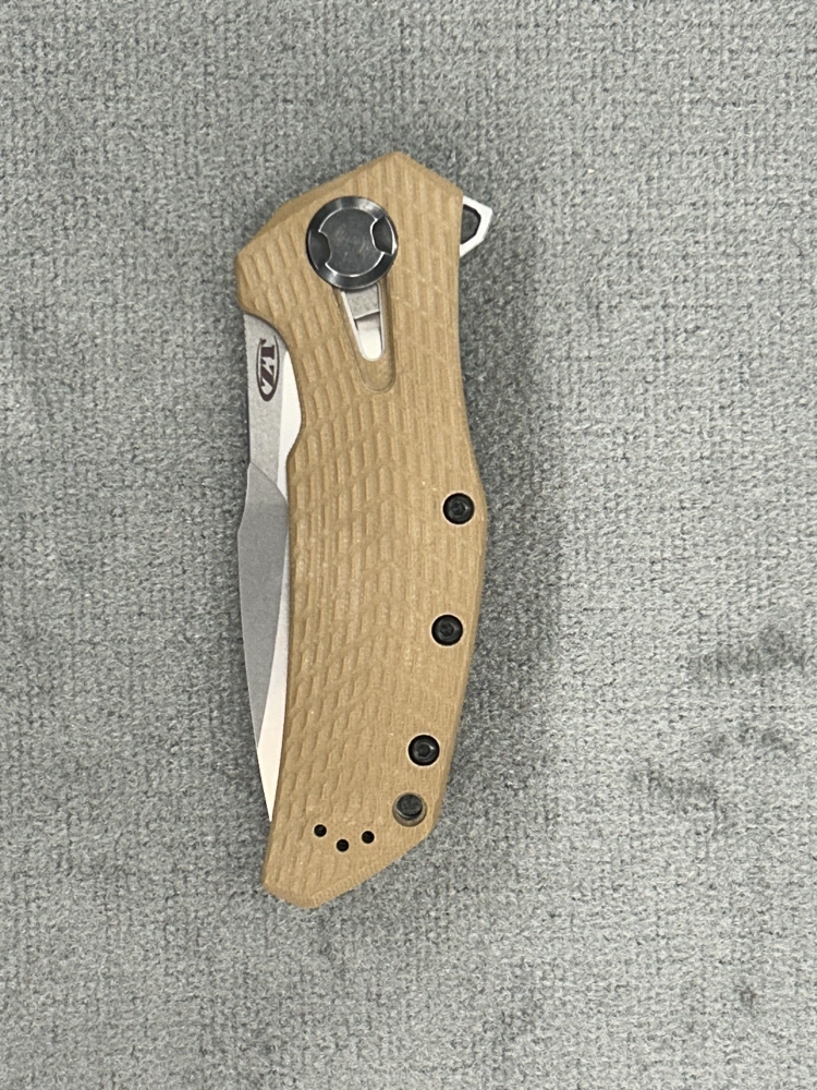 Zero Tolerance 0308 Folding Knife, Premium CPM 20CV Blade Steel, Manual KVT Opening, Coyote Tan G10 Handle, Made in the USA, 3.7 Inch