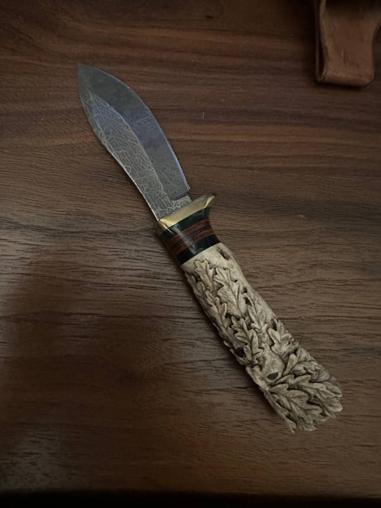 Handcarved Deer Antler Custom Knife 