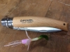 Opinel No.8 Garden Knife. Varnished Beech Handle 8.5cm. Stainless Steel Blade, locking Ring