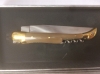 Laguiole Bread Cheese & Wine knife with a 10 cm. blade, light horn tip handle, brass bolsters