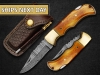 custom handmade folding knife Damascus steel pocket knife  with leather sheath,