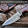 Damascus Knife - Premium Quality Hunting and Camping Tool with Walnut Wood Handle and Leather Sheath