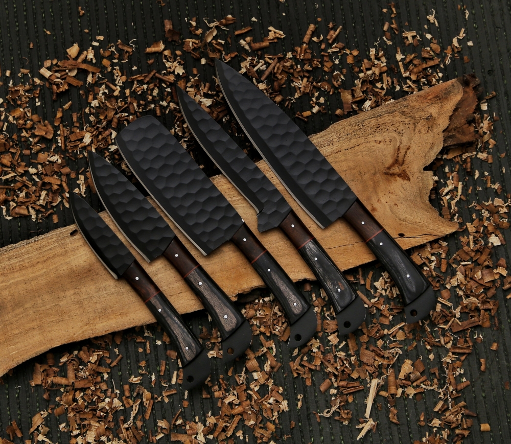 kitchen knife chef set carbon steel handmade knife with leather sheath