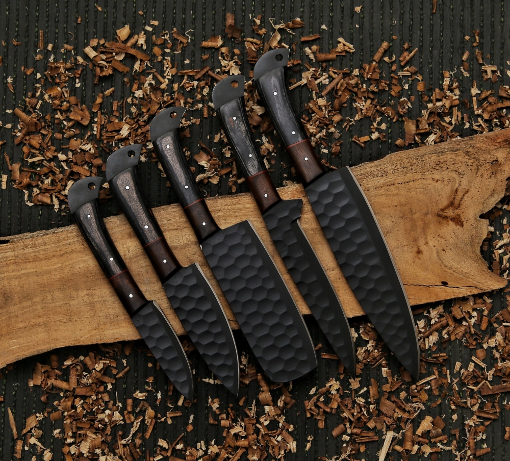 kitchen knife chef set carbon steel handmade knife with leather sheath