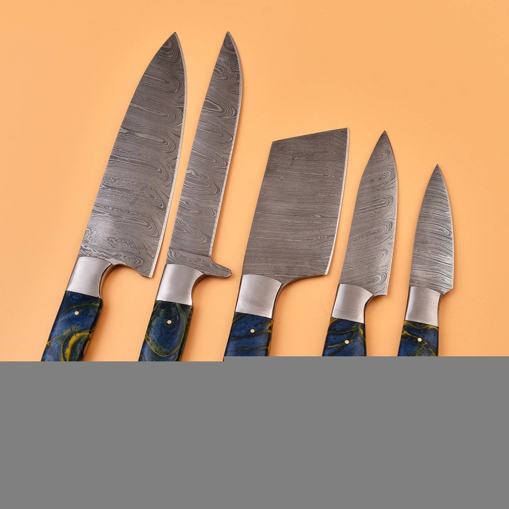 Chef knives blue resin (5pieces) 