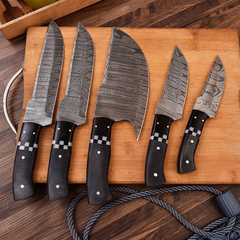 Handmade Damascus Chef Knives Set (5pieces)