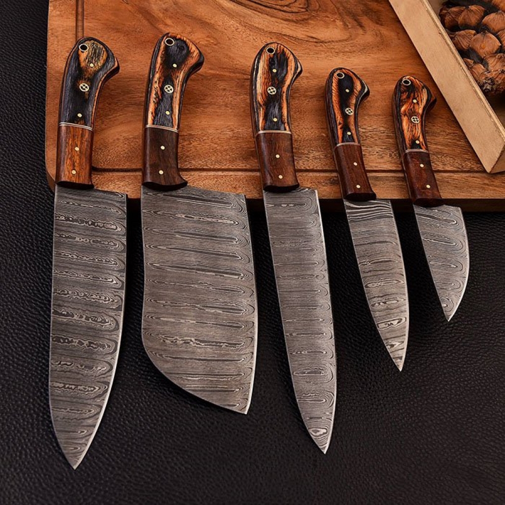 Handmade Damascus Chef Knives Set (5pieces)