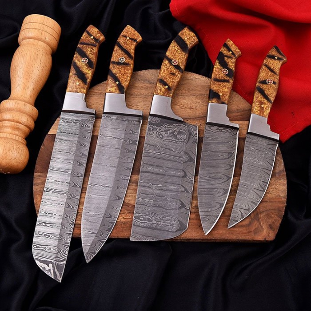 Handmade Damascus Chef Knives Set (5pieces)