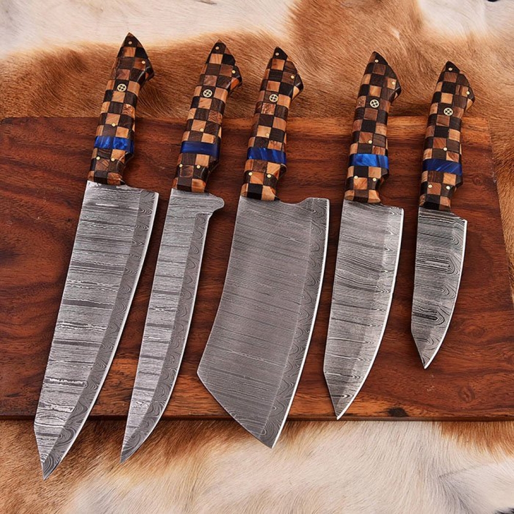 Handmade Damascus Chef Knives Set (5pieces)