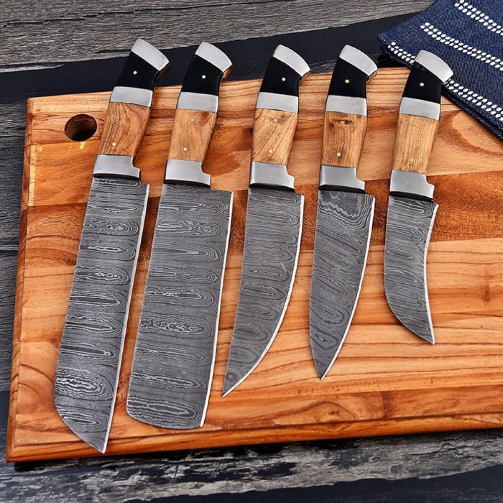 Handmade Damascus Chef Knives Set (5pieces)