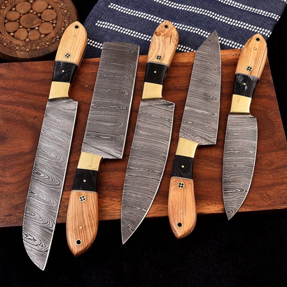 Handmade Damascus Chef Knives Set (5pieces)