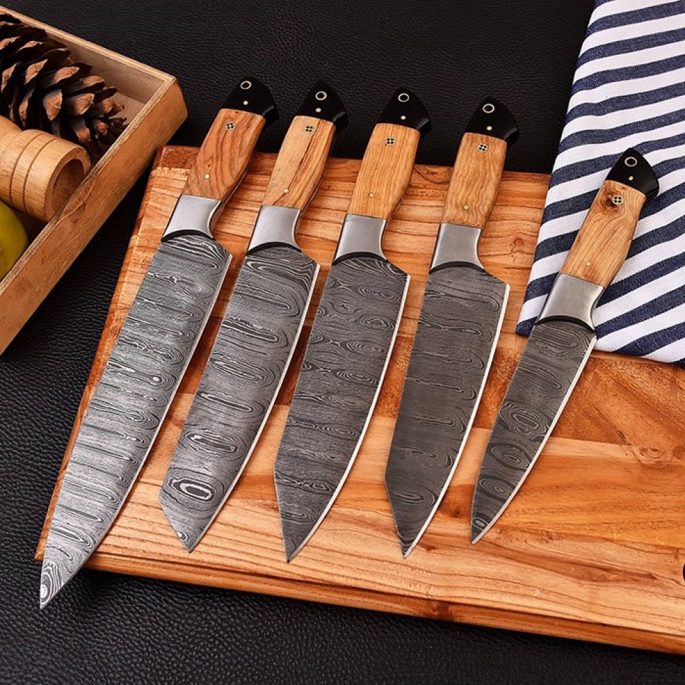 Handmade Damascus Chef Knives Set (5pieces)