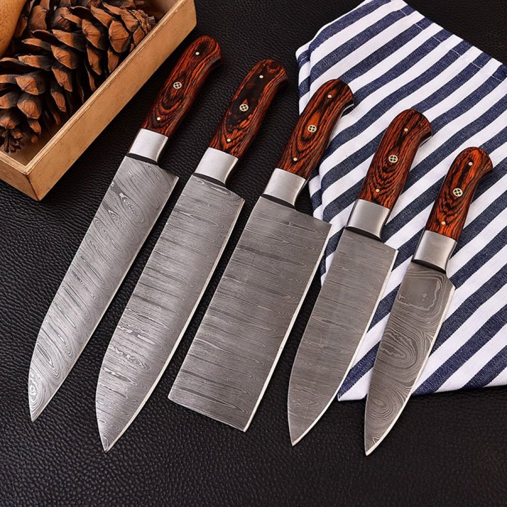 Handmade Damascus Chef Knives Set (5pieces)