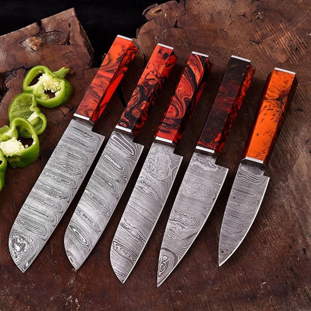 Handmade Damascus Chef Knives Set (5pieces)