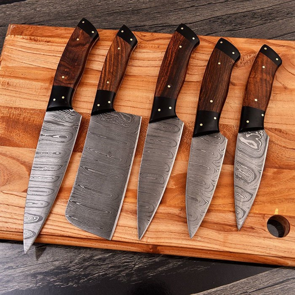 Handmade Damascus Chef Knives Set (5pieces)