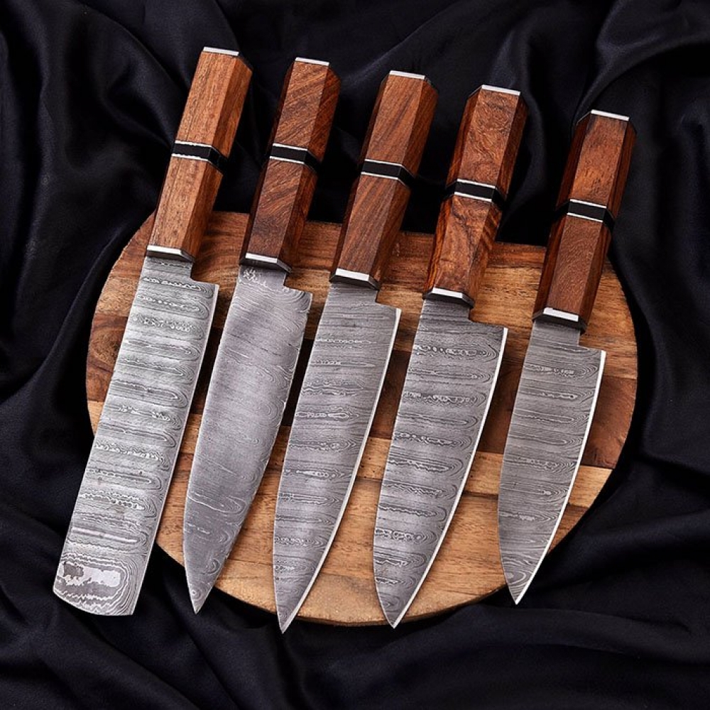 Handmade Damascus Chef Knives Set (5pieces)