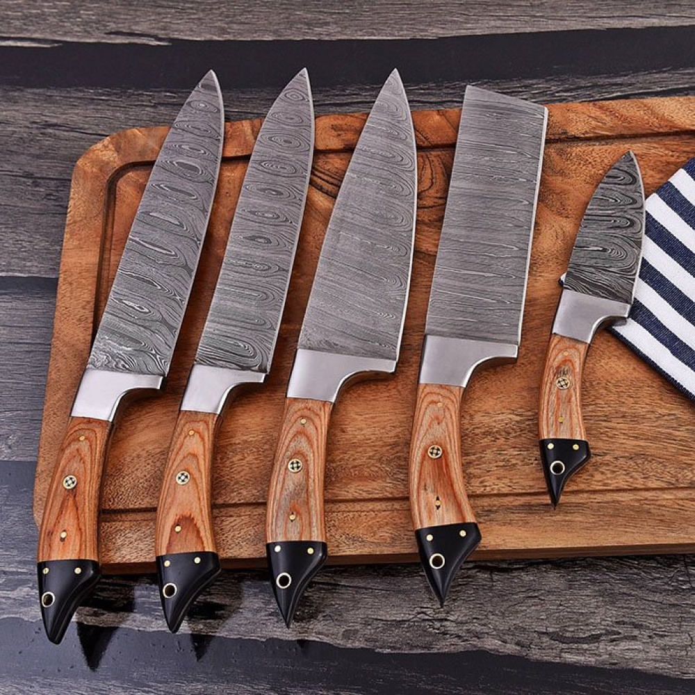 Handmade Damascus Chef Knives Set (5pieces)