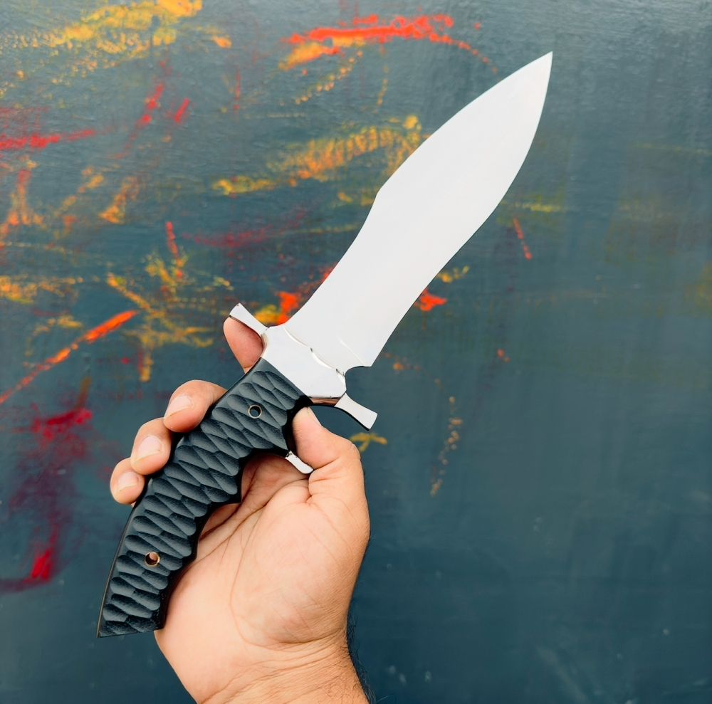 CUSTOM HAND MADE 440C STEEL BATTLE READY RAMBO LAST BLOOD KNIFE WITH G10 SHEATH HANDLE