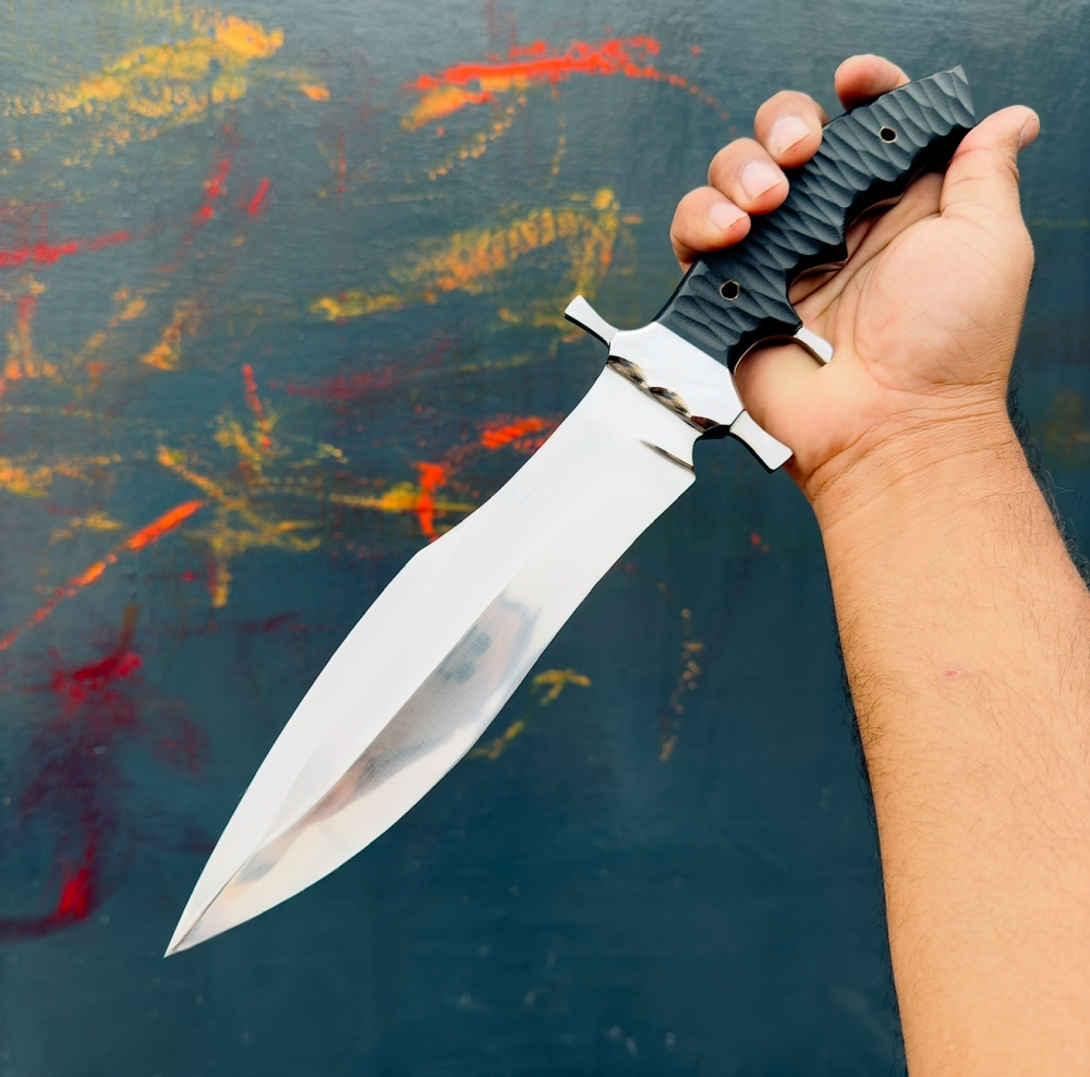 CUSTOM HAND MADE 440C STEEL BATTLE READY RAMBO LAST BLOOD KNIFE WITH G10 SHEATH HANDLE