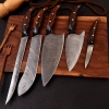 Chef Knives Rose Wood And Black G 10 (5pieces)