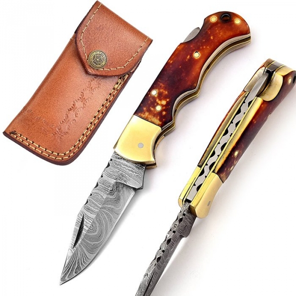 Damascus Handmade Folding Knife