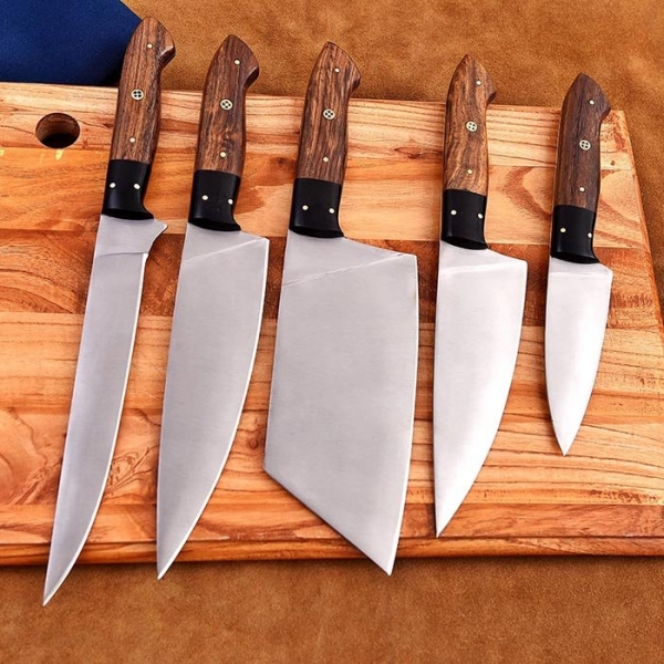 Handmade Steel Knives with Leather Cover (5pieces)