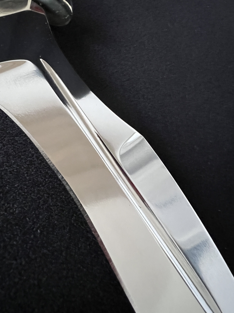 Handmade D2 Steel Fixed Blade Knife “Tiger” – Curved Blade | Acrylic Handle | Brass Guard & Pommel | Leather Sheath | Outdoor / Collectible