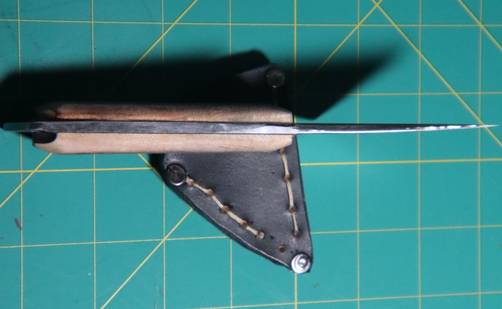 Hand-Forged Kiridashi Tool Knife – 5160 Spring Steel – Single Bevel – 2\" Blade – Welted Leather Cover (Prototype)