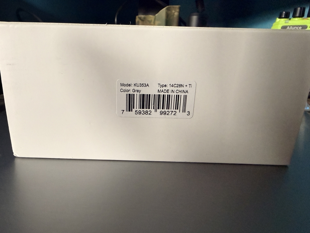 Kubey Supercell Pocket Knife Darkblast Titanium Handle 3.46\" Darkblast 14C28N Blade KU353C