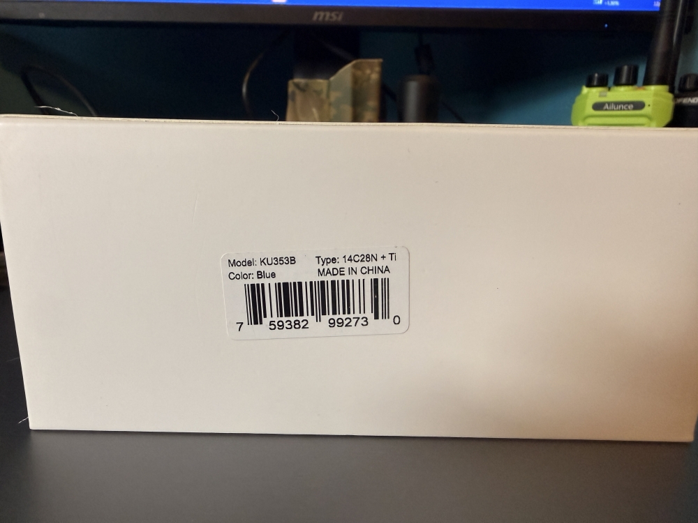 Kubey Knives Supercell Liner Lock Knife Blue Micro Milled Titanium