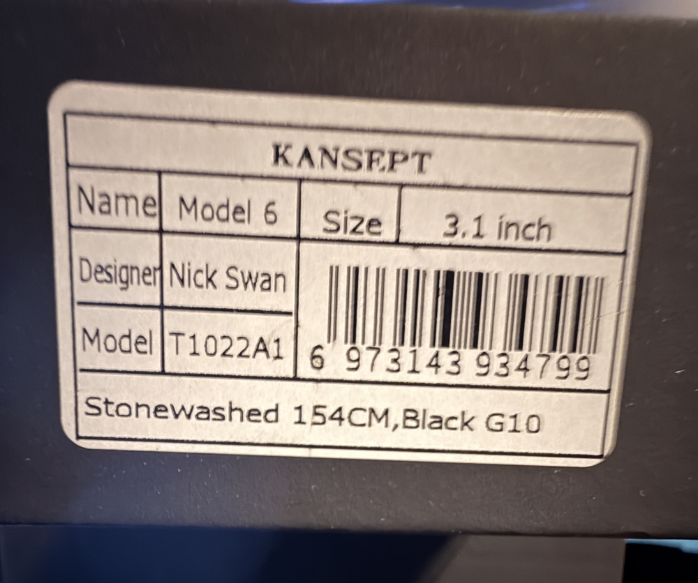 Kansept Model 6 - 3.1 inch Stonedwashed 154CM G10