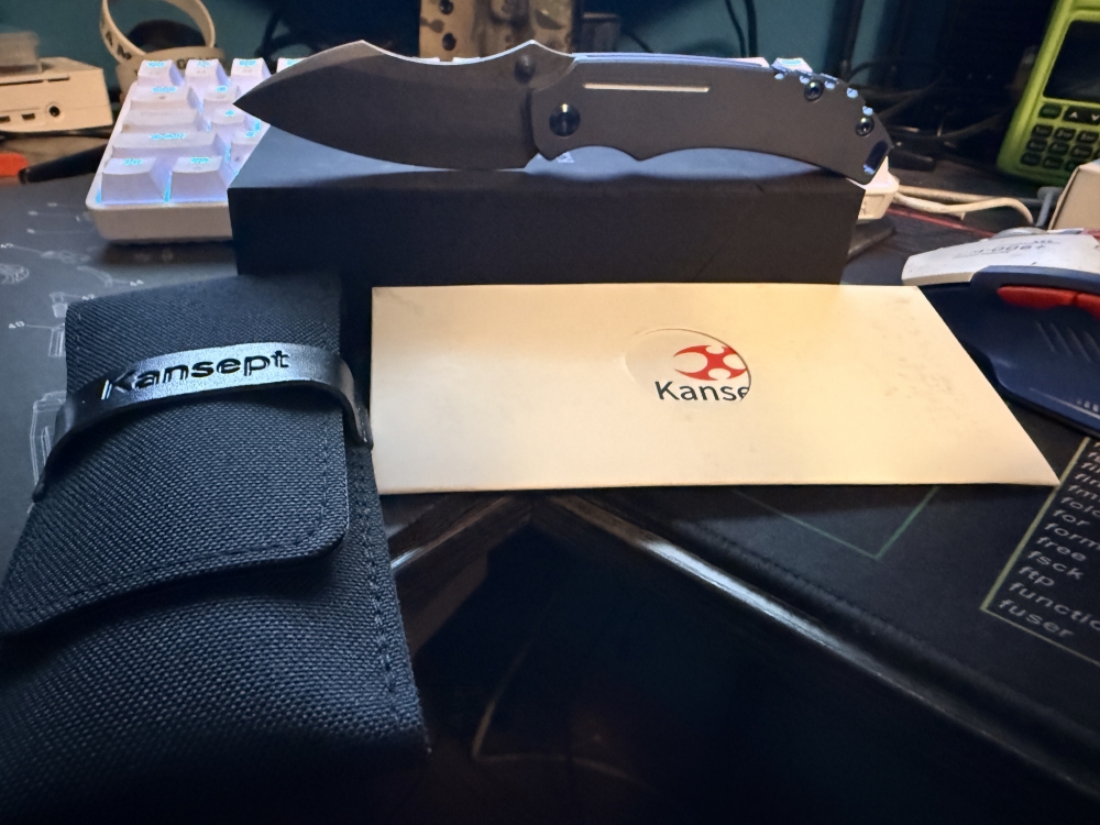 Kansept Knives Pelican EDC Frame Lock Tanto Knife Blue Titanium (3\" SW)