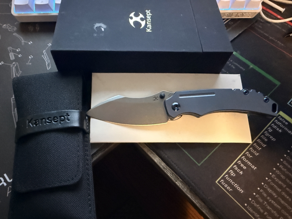 Kansept Knives Pelican EDC Frame Lock Tanto Knife Blue Titanium (3\" SW)