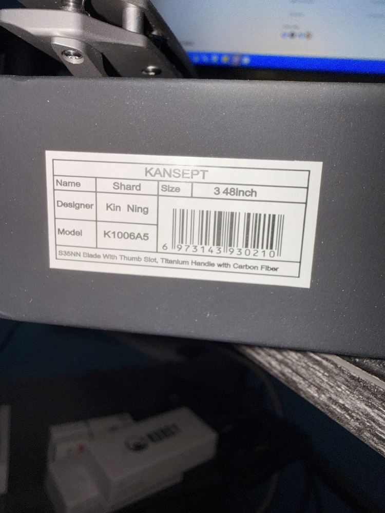 Kansept Knives Shard Frame Lock Knife Ti/Carbon Fiber (3.5\" Stonewash)