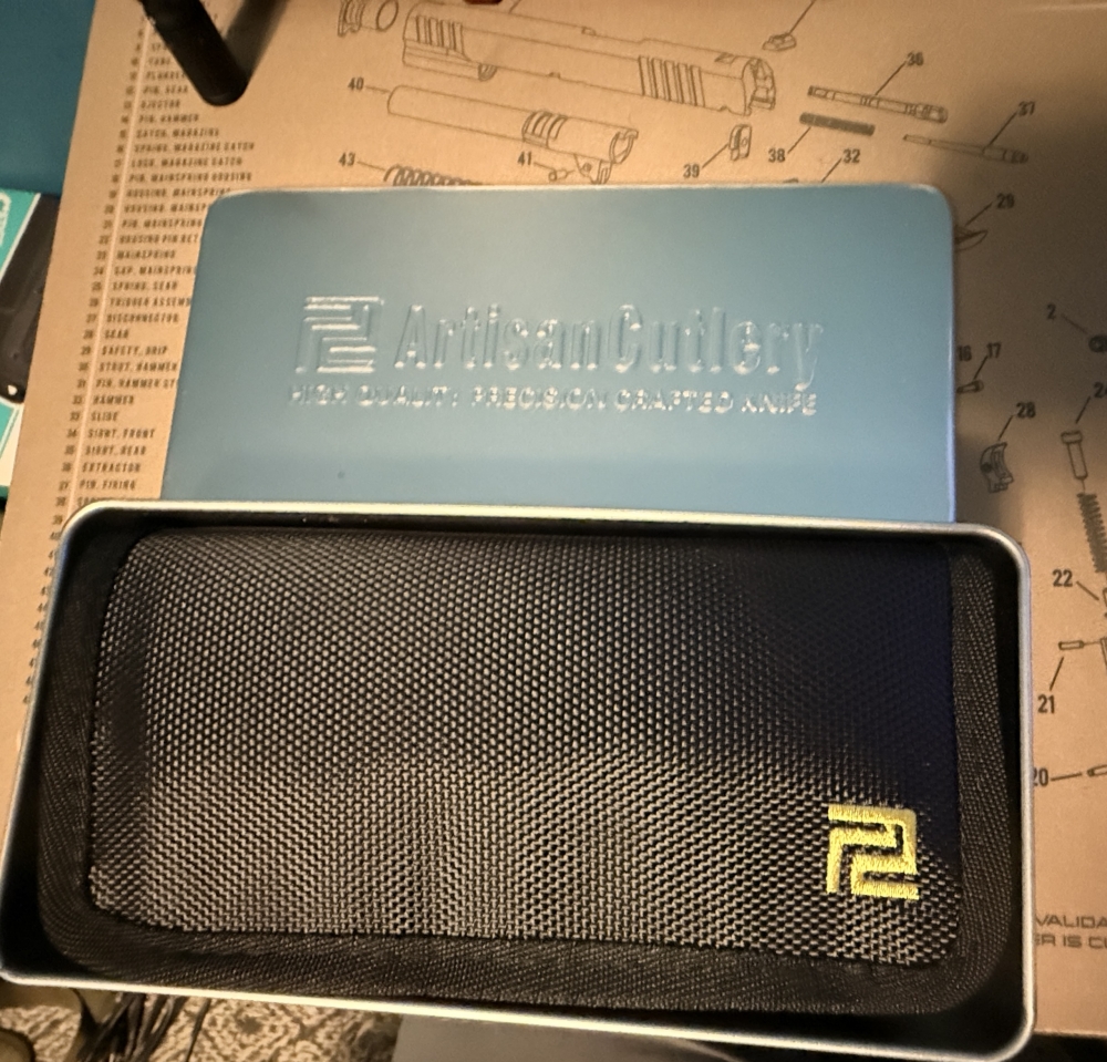 Artisan Cutlery Ravine Frame Lock Knife Blue/Gray Ti (3\&quot; Satin CPM-S35VN)