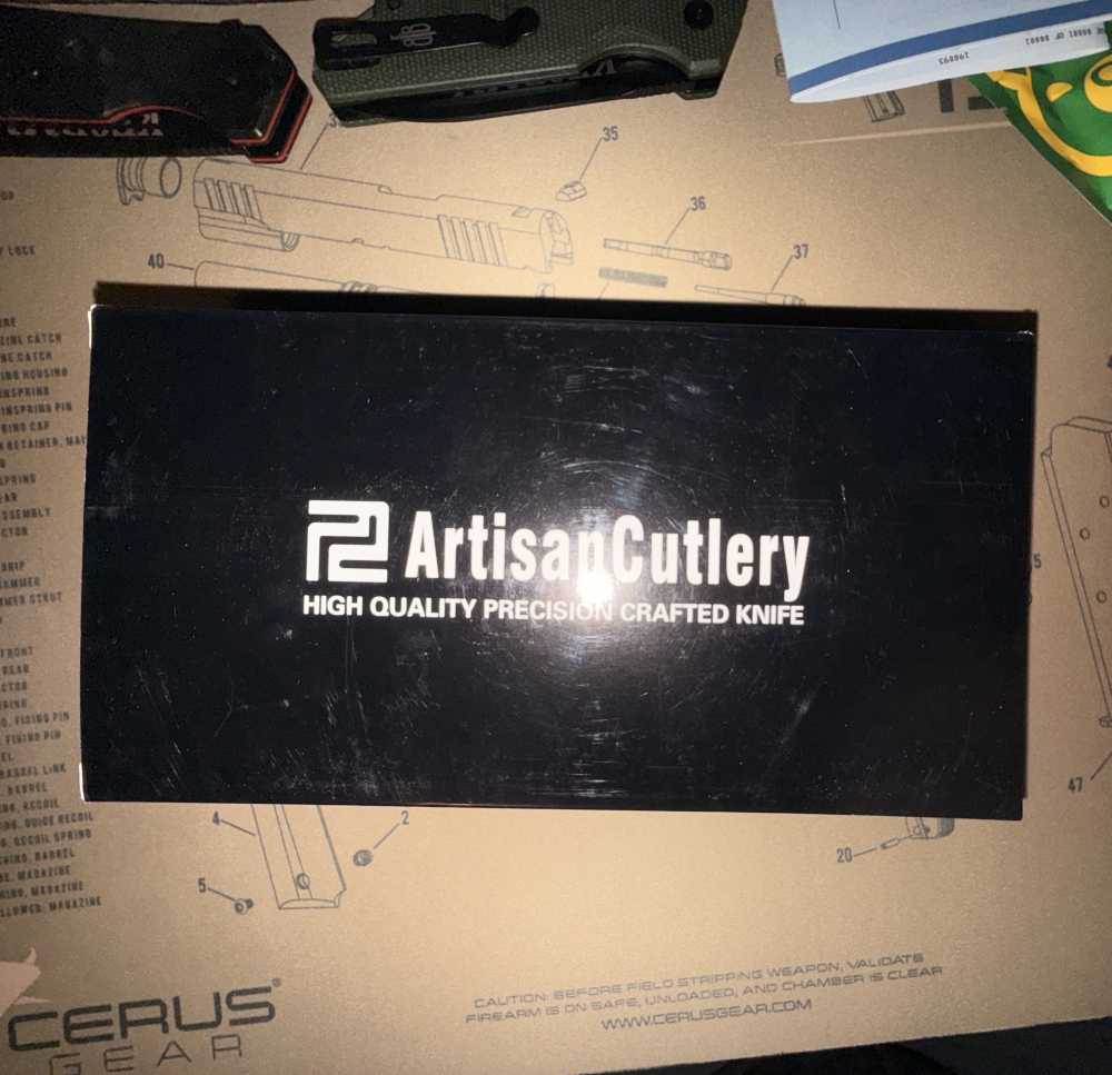 Artisan Cutlery Ravine Frame Lock Knife Blue/Gray Ti (3\&quot; Satin CPM-S35VN)