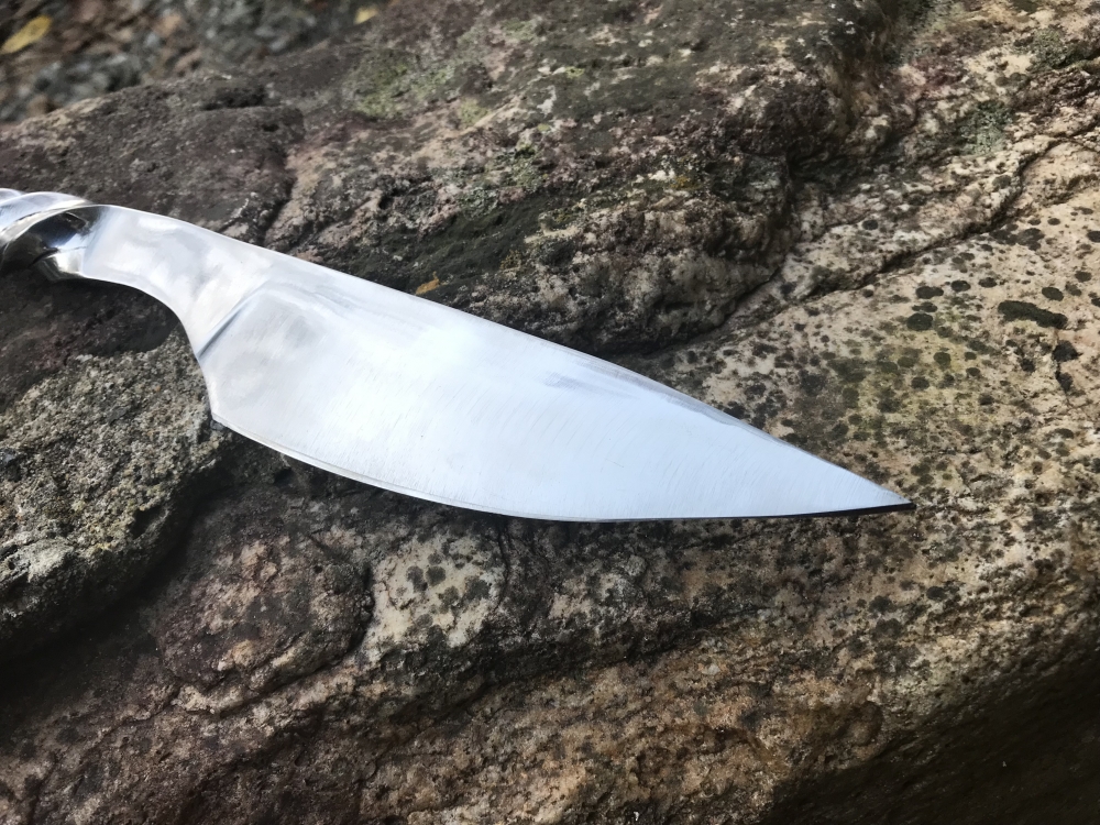 Hand Forged Railroad Spike Knife With Handmade Black Leather Sheath